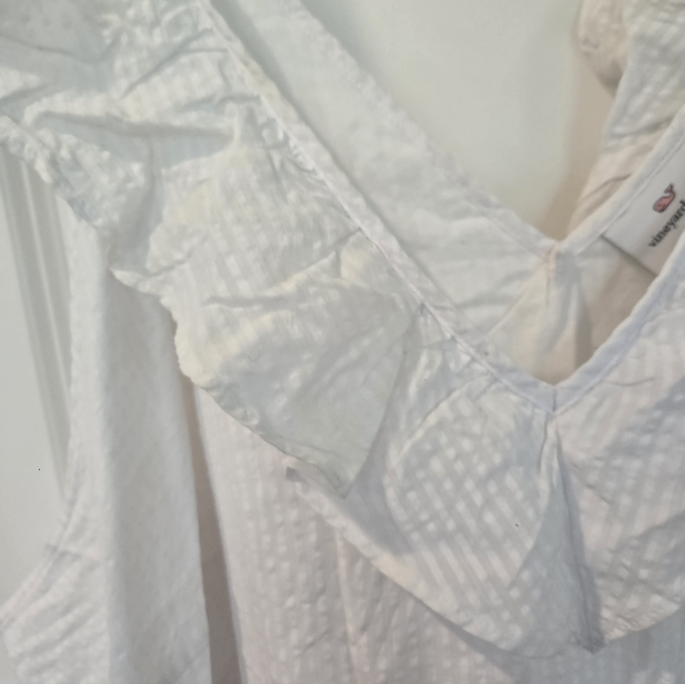 Vineyard Vines For Target White Rufdle V Neck Dress Size 3x - Picture 2 of 5